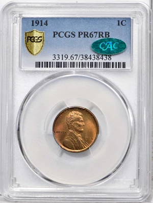 image for: 1914 Lincoln Cent. Proof-67 RB (PCGS). CAC.