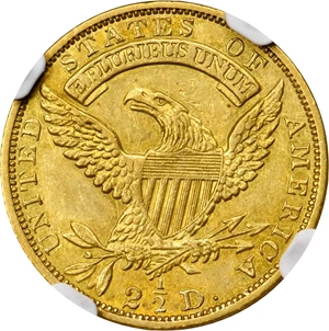image for: 1830 Capped Head Left Quarter Eagle. BD-1, the only known dies. Rarity-4. AU-55+ (NGC).