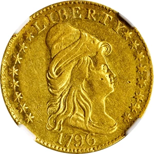 image for: 1796 Capped Bust Right Quarter Eagle. Stars on Obverse. BD-3. Rarity-5+. AU-58 (NGC).
