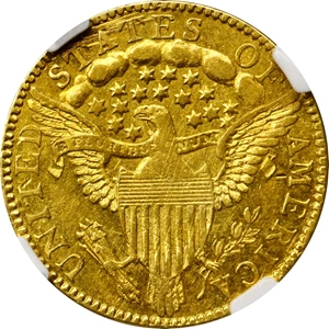 image for: 1796 Capped Bust Right Quarter Eagle. Stars on Obverse. BD-3. Rarity-5+. AU-58 (NGC).
