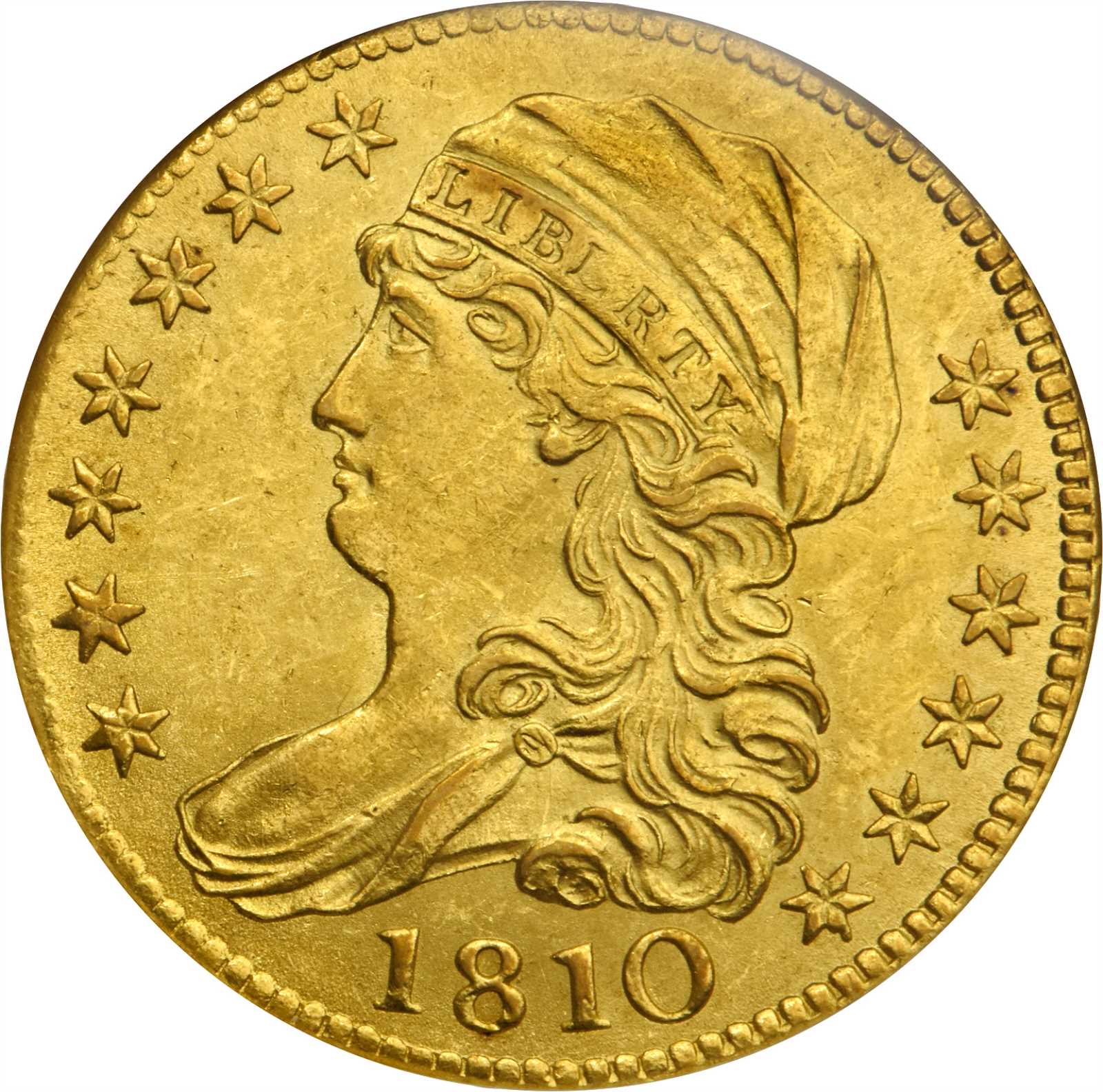 image for: 1810 Capped Bust Left Half Eagle. BD-4. Rarity-2. Large Date, Large 5. MS-63 (NGC).