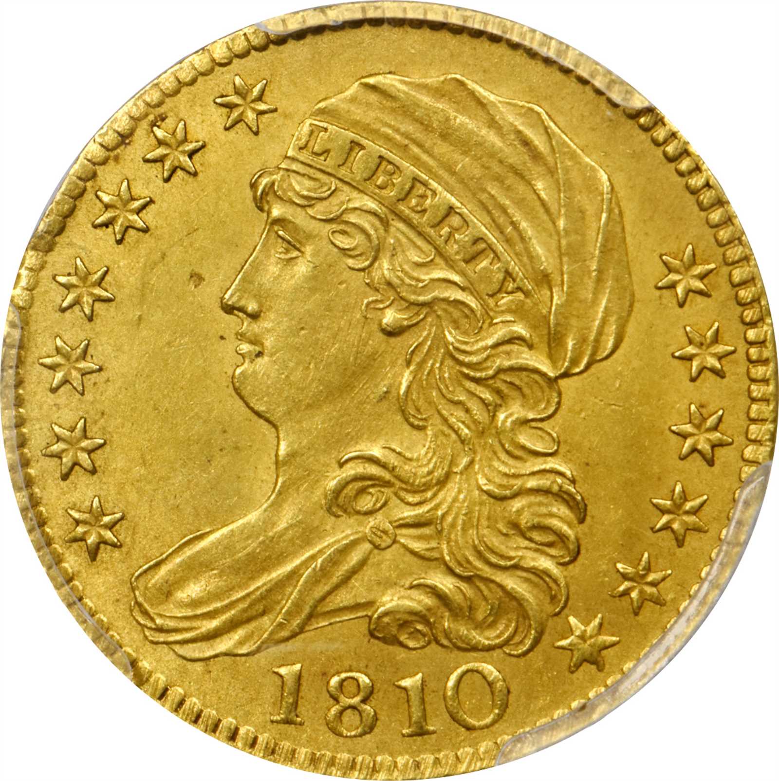 image for: 1810 Capped Bust Left Half Eagle. BD-4. Rarity-2. Large Date, Large 5. MS-62 (PCGS).
