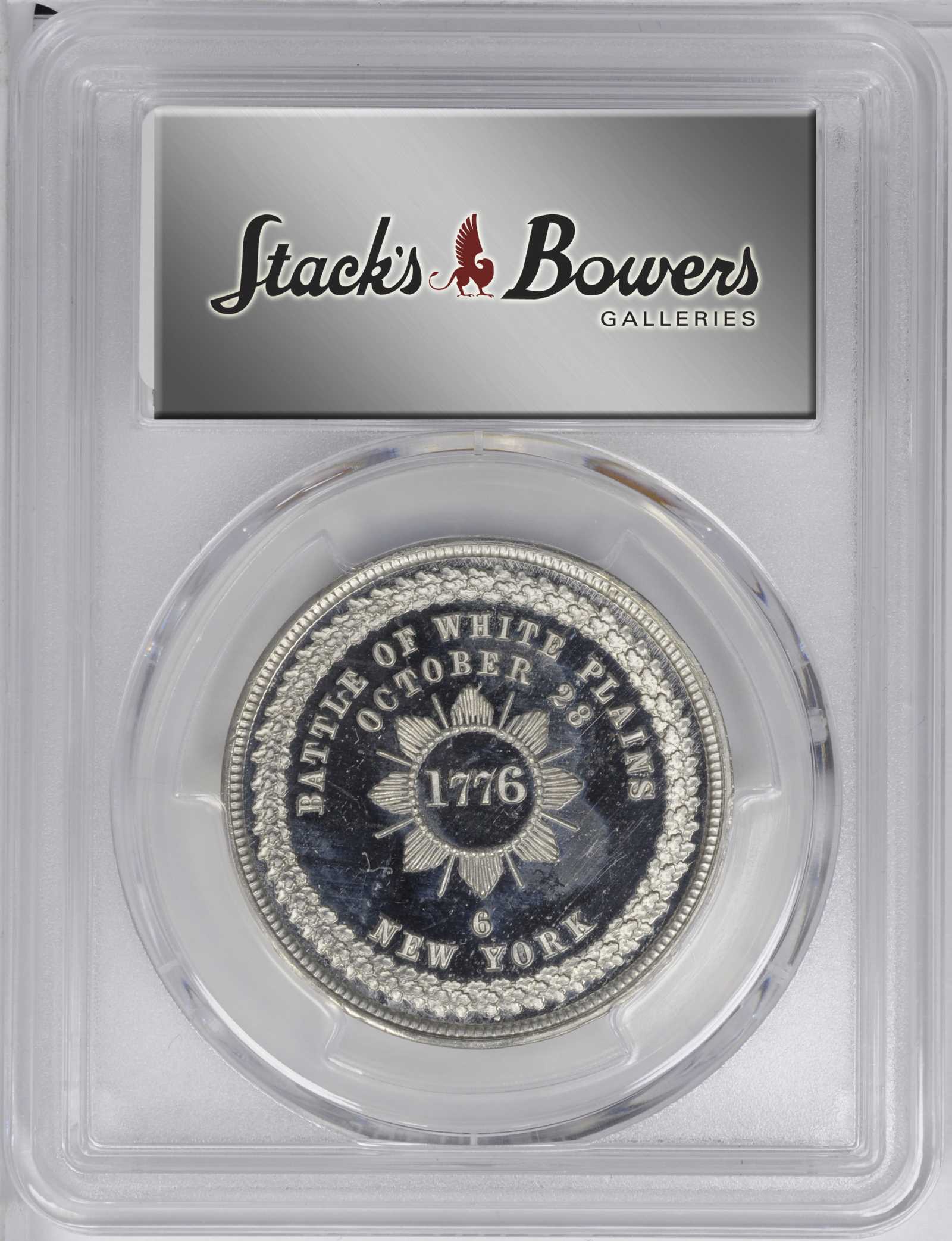 image for: Circa 1876 White Plains medal. George Lovett's Battle Series, No. 6. Musante GW-889, Baker-445B, HK-107. White Metal. MS-64 (PCGS).