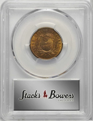 image for: 1865 Two-Cent Piece. Fancy 5. MS-67 RB (PCGS).