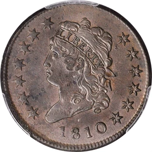 image for: 1810 Classic Head Cent. S-282. Rarity-2. AU-58 (PCGS). CAC.