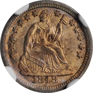 image for: 1848-O Liberty Seated Half Dime. Large O. MS-66+ (NGC). CAC.