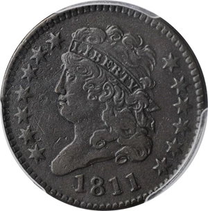 image for: 1811 Classic Head Half Cent. C-2. Rarity-3-. Close Date. VF-25 (PCGS).