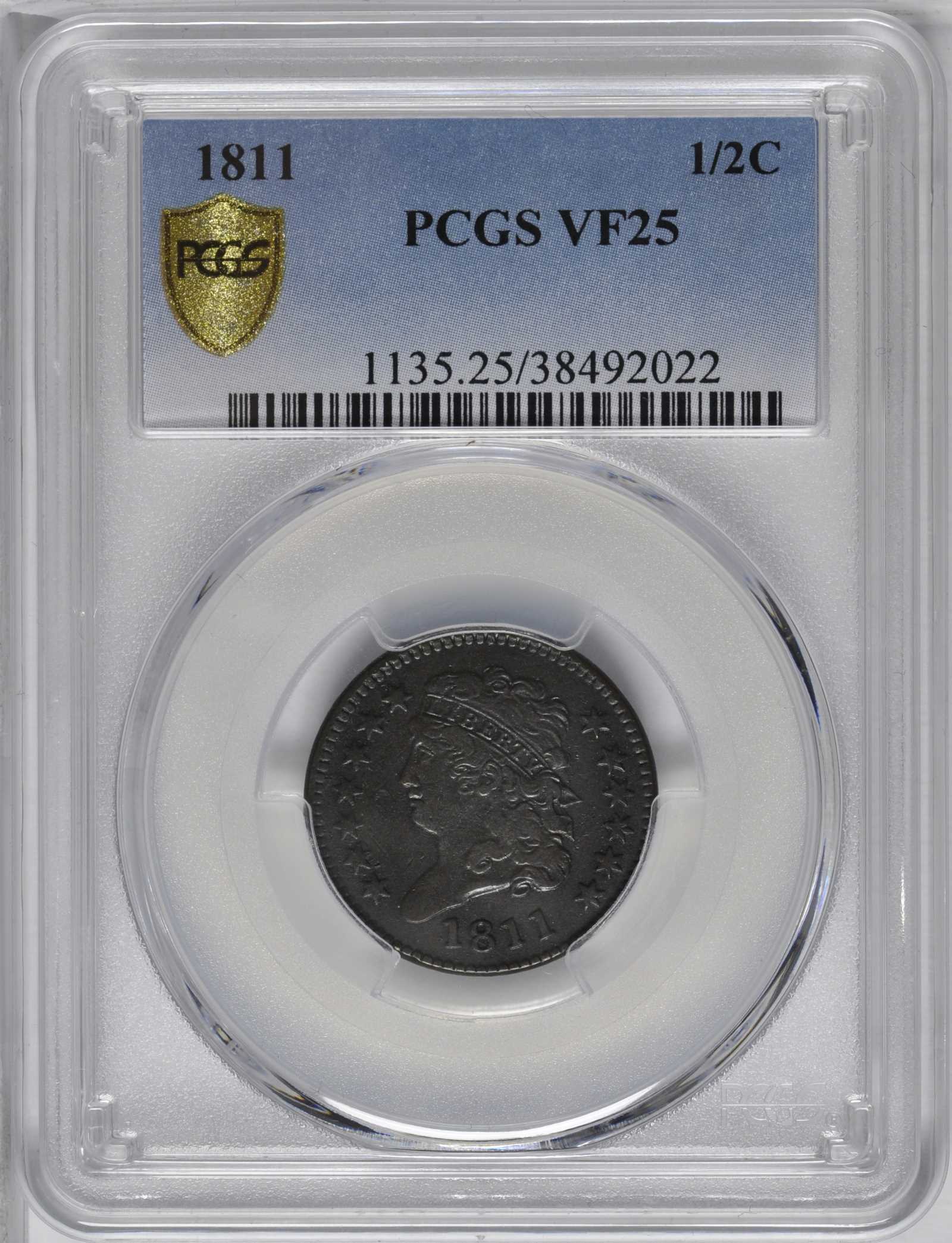 1811 1/2c MS BN VF25 BN thumbnail 3
