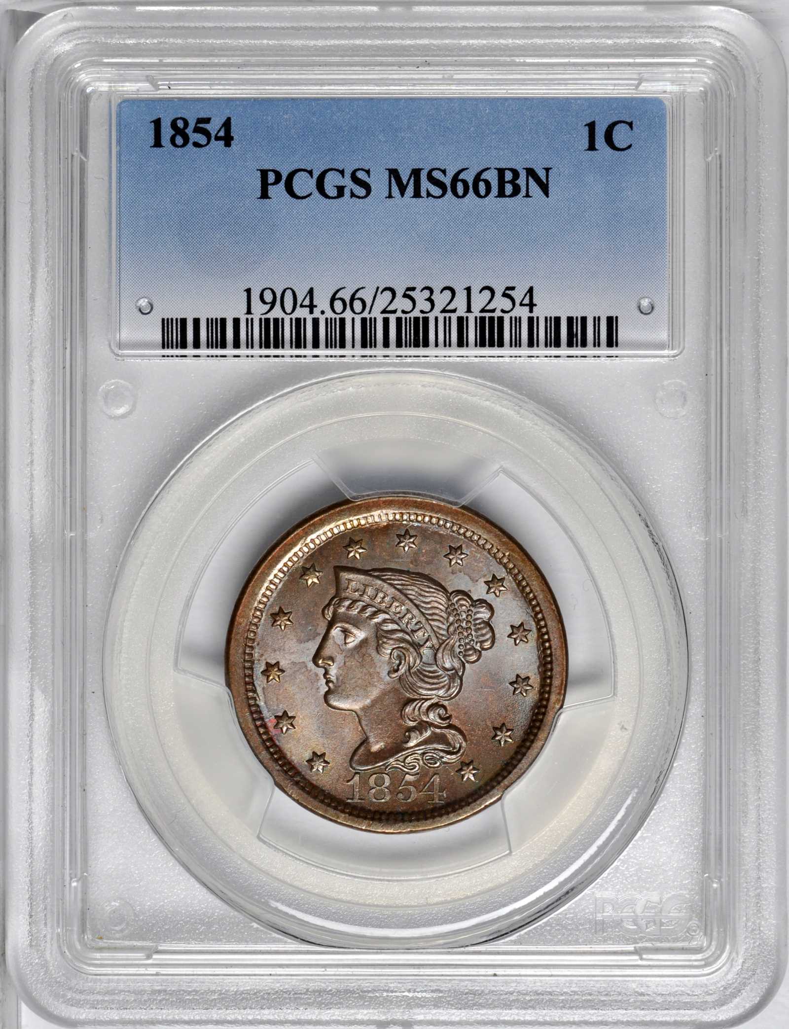 1854 Braided Hair Large Penny BN Coin Pricing Guide | The Greysheet