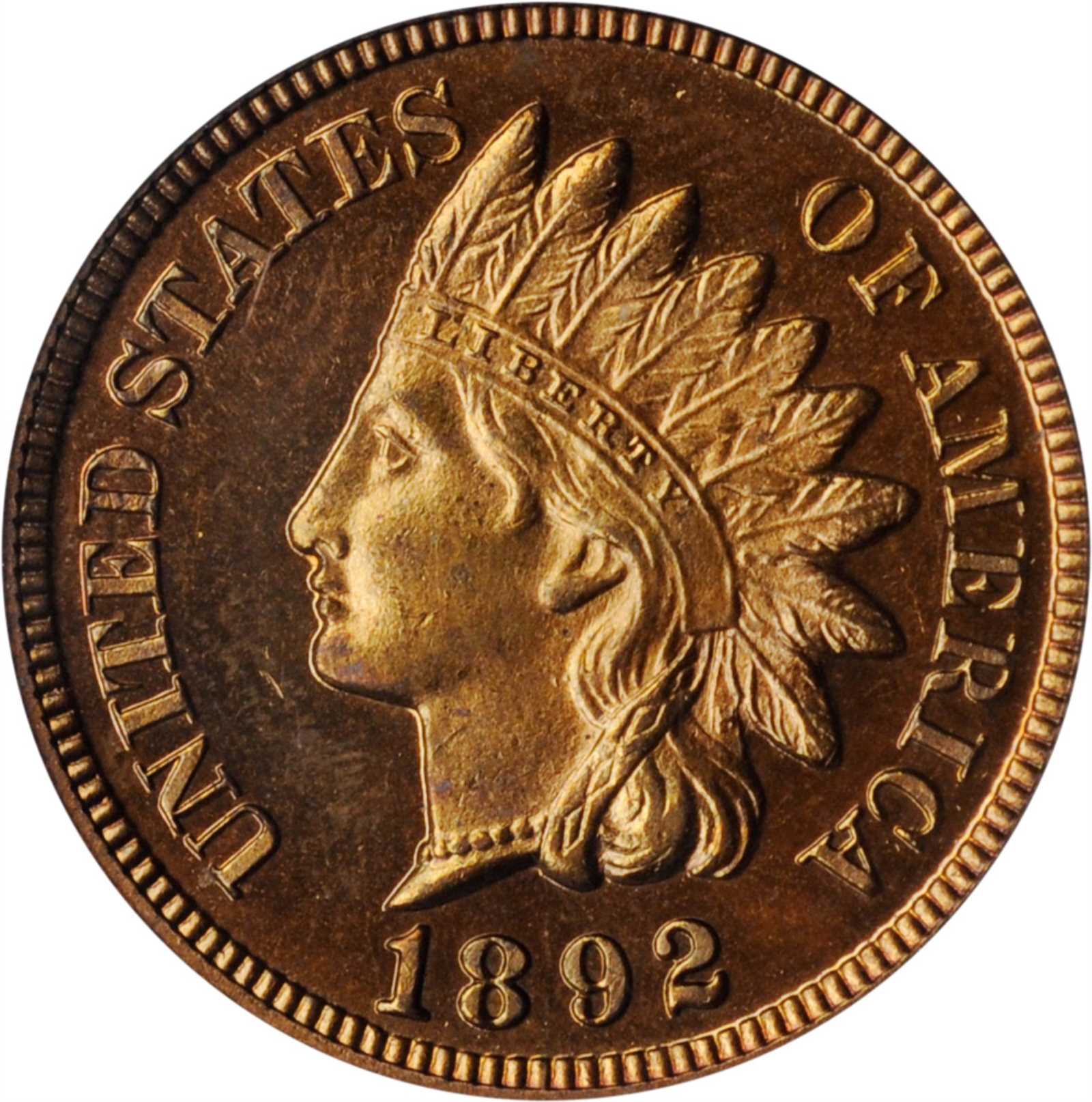 image for: 1892 Indian Cent. Proof-65 RD Cameo (PCGS). CAC.