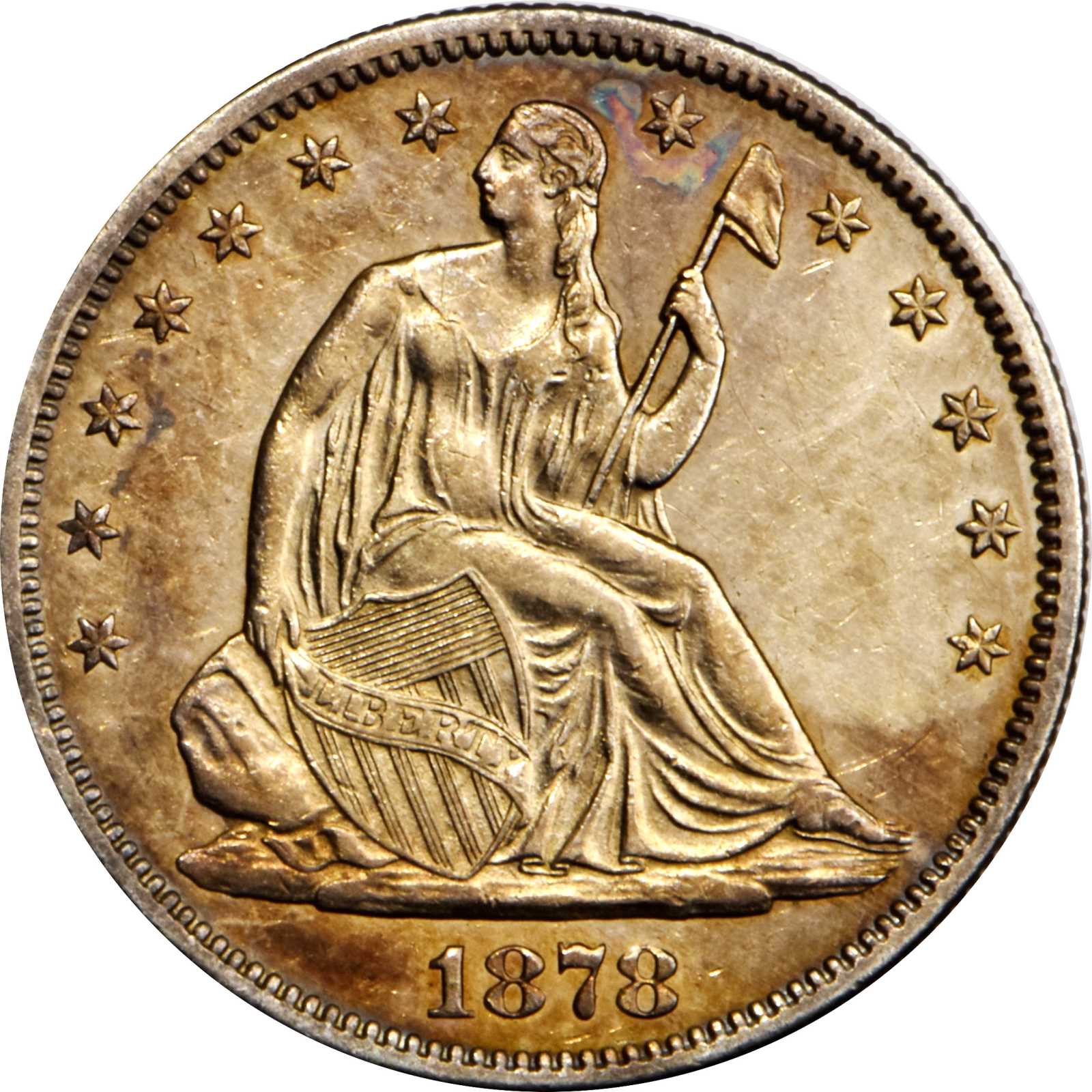 image for: 1878-S Liberty Seated Half Dollar. WB-1, the only known dies. Rarity-5. AU-53 (PCGS).