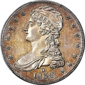 image for: 1838-O Capped Bust Half Dollar. Reeded Edge. HALF DOL. GR-1. Rarity-7. Specimen-63 (PCGS). CAC.