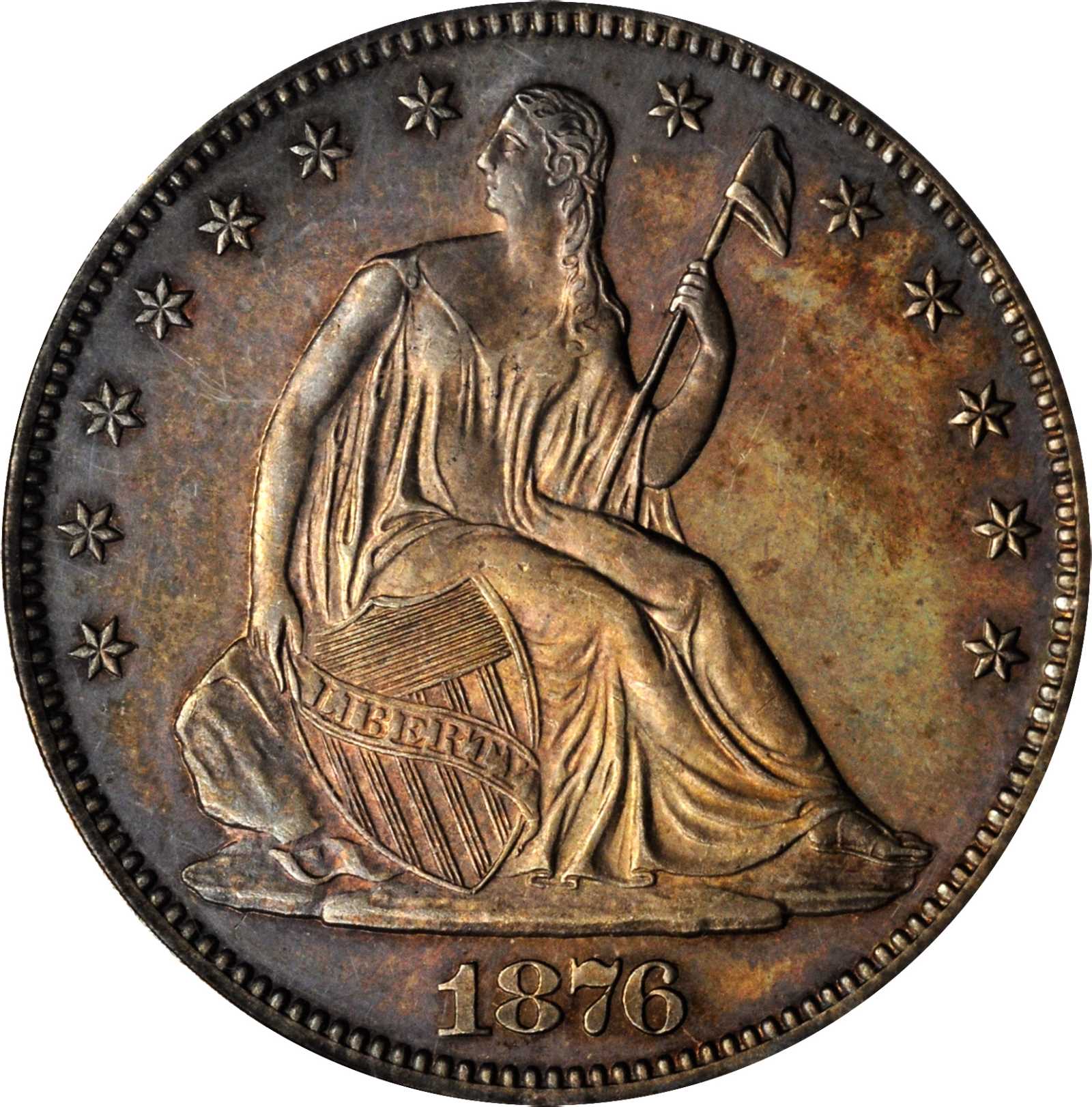 image for: 1876 Liberty Seated Half Dollar. WB-101. Type I Reverse. Proof-63 (PCGS). CAC. OGH.