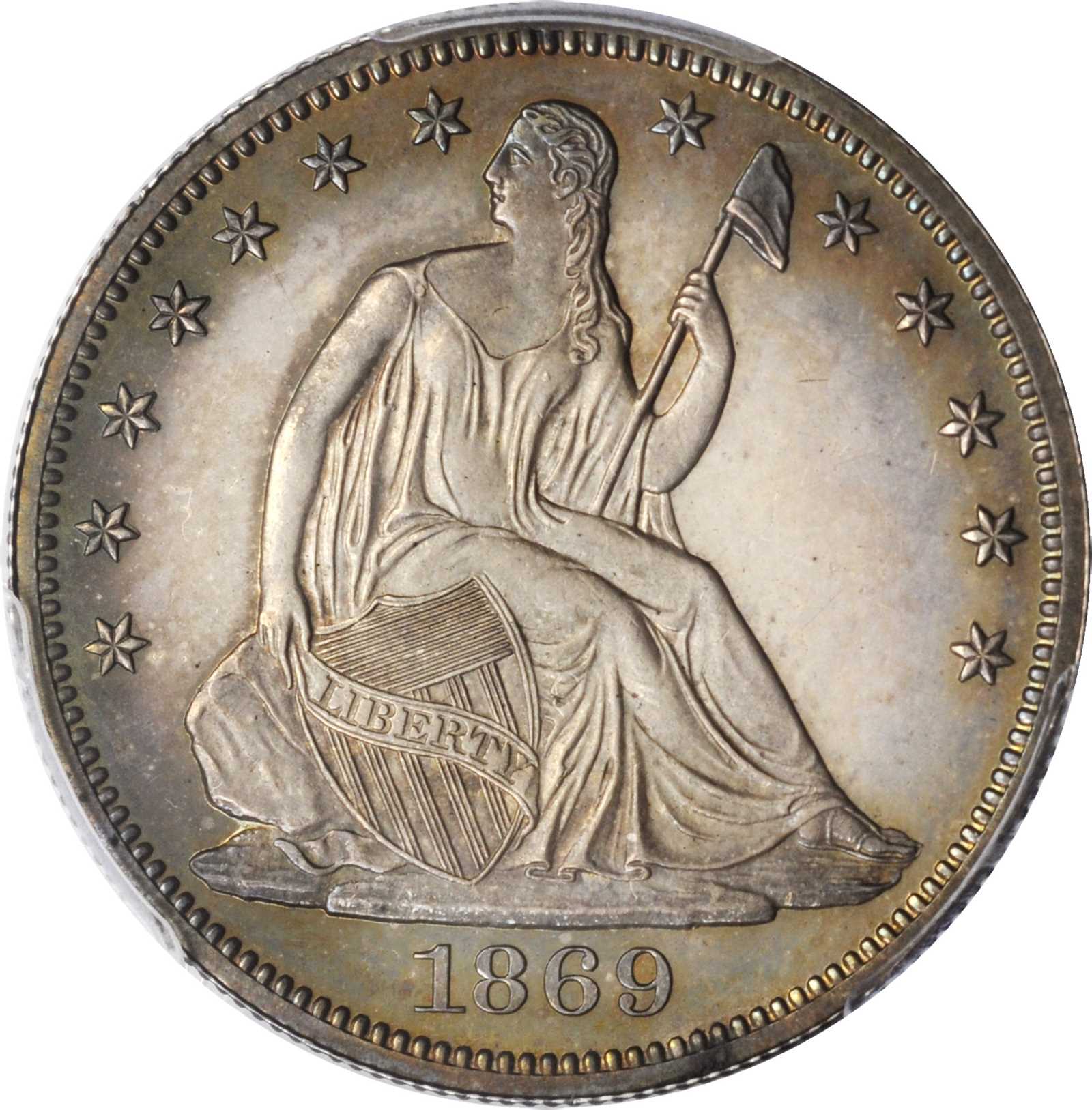 image for: 1869 Liberty Seated Half Dollar. Proof-63 (PCGS). CAC.