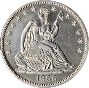 image for: 1866 Liberty Seated Half Dollar. Motto. Proof-60 (PCGS).