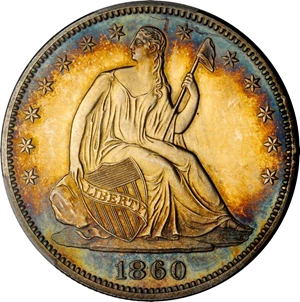 image for: 1860 Liberty Seated Half Dollar. WB-102. Type II Reverse. Proof-63+ (PCGS). CAC.