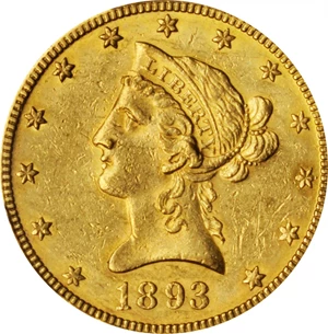 image for: 1893-O Liberty Head Eagle. Winter-1, the only known dies. AU-58 (PCGS).