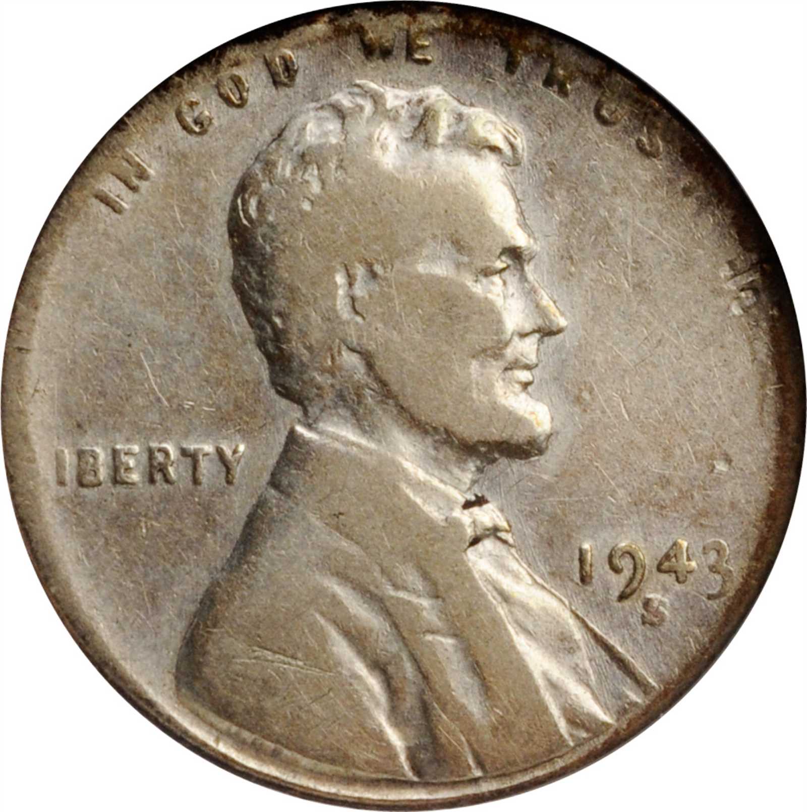 1943-S Lincoln Cent--Struck on a Dime Planchet--VF-20 (ANACS). OH.