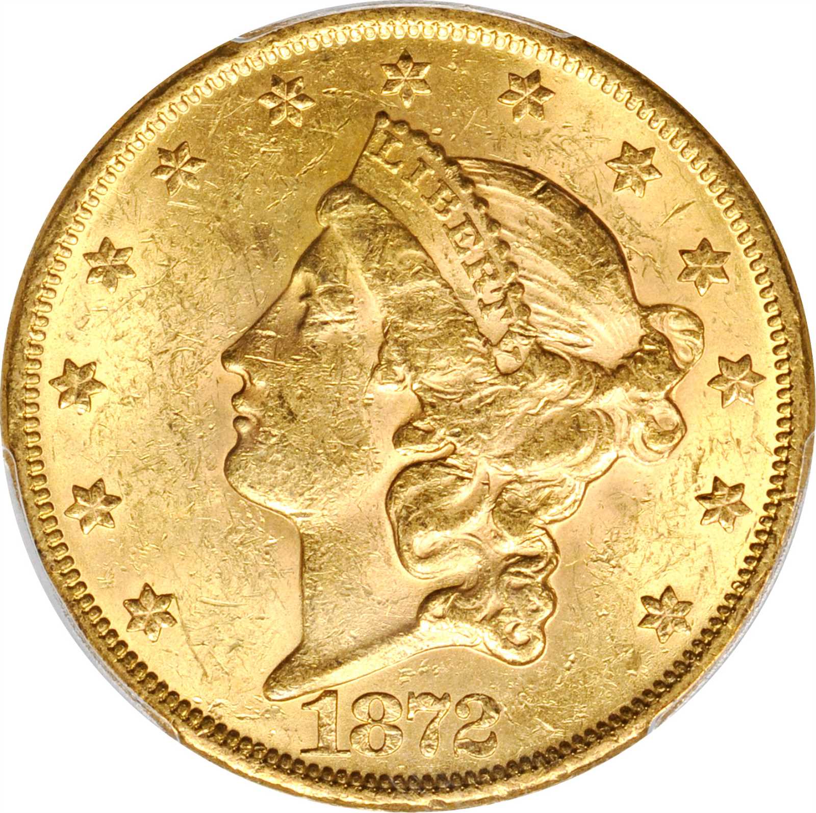 1872 Liberty Head Double Eagle. MS-60 (PCGS). CAC.