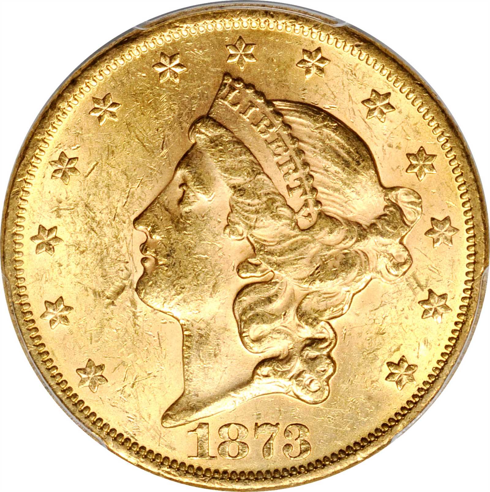 image for: 1873 Liberty Head Double Eagle. Close 3. MS-61 (PCGS).