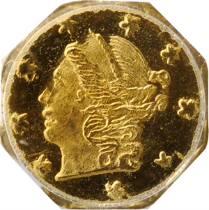 image for: 1871 Octagonal 25 Cents. BG-717. Rarity-3. Liberty Head. MS-66+ (PCGS).