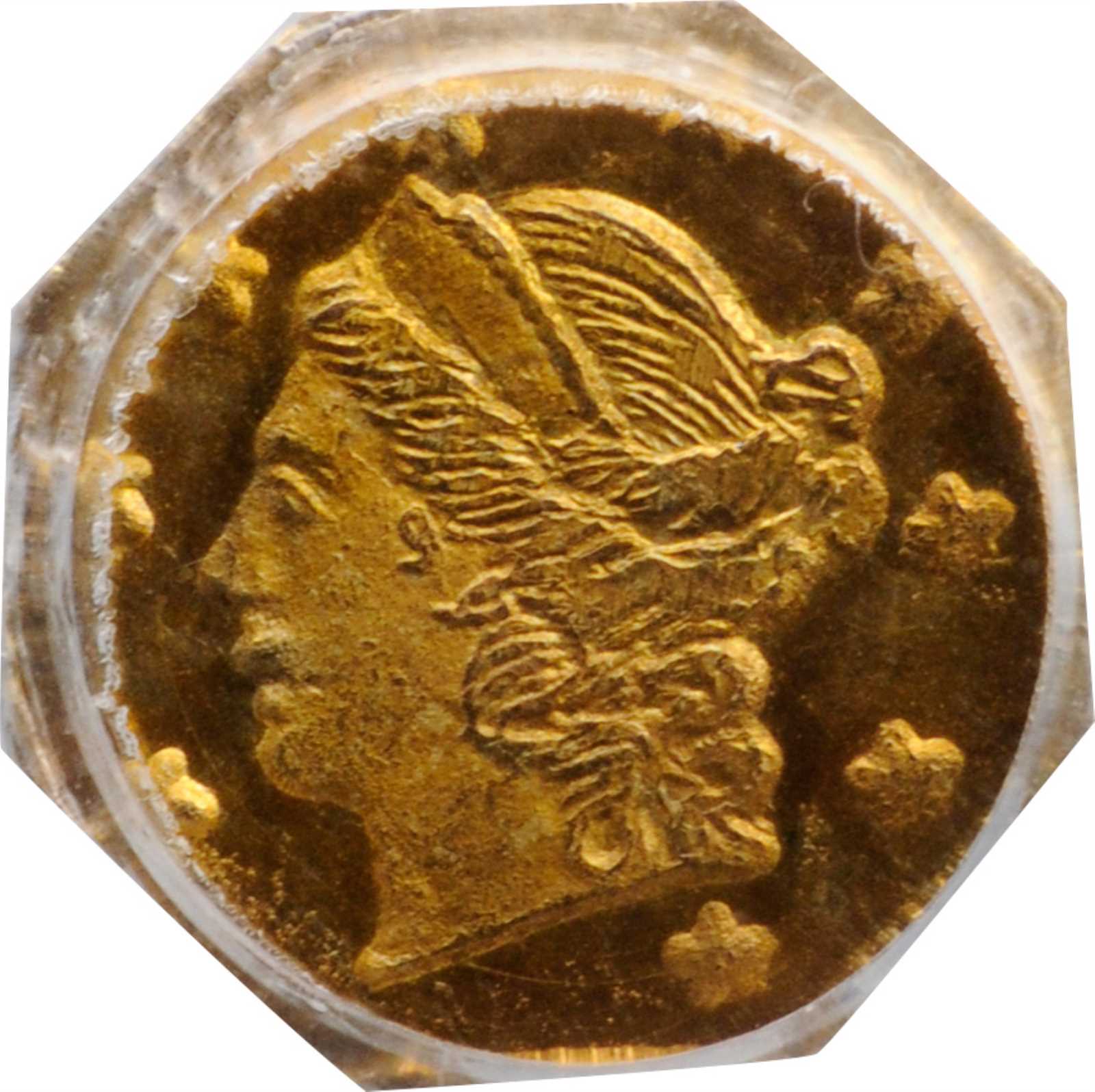 image for: 1867 Octagonal 25 Cents. BG-709. Rarity-4. Liberty Head. MS-66 (PCGS).