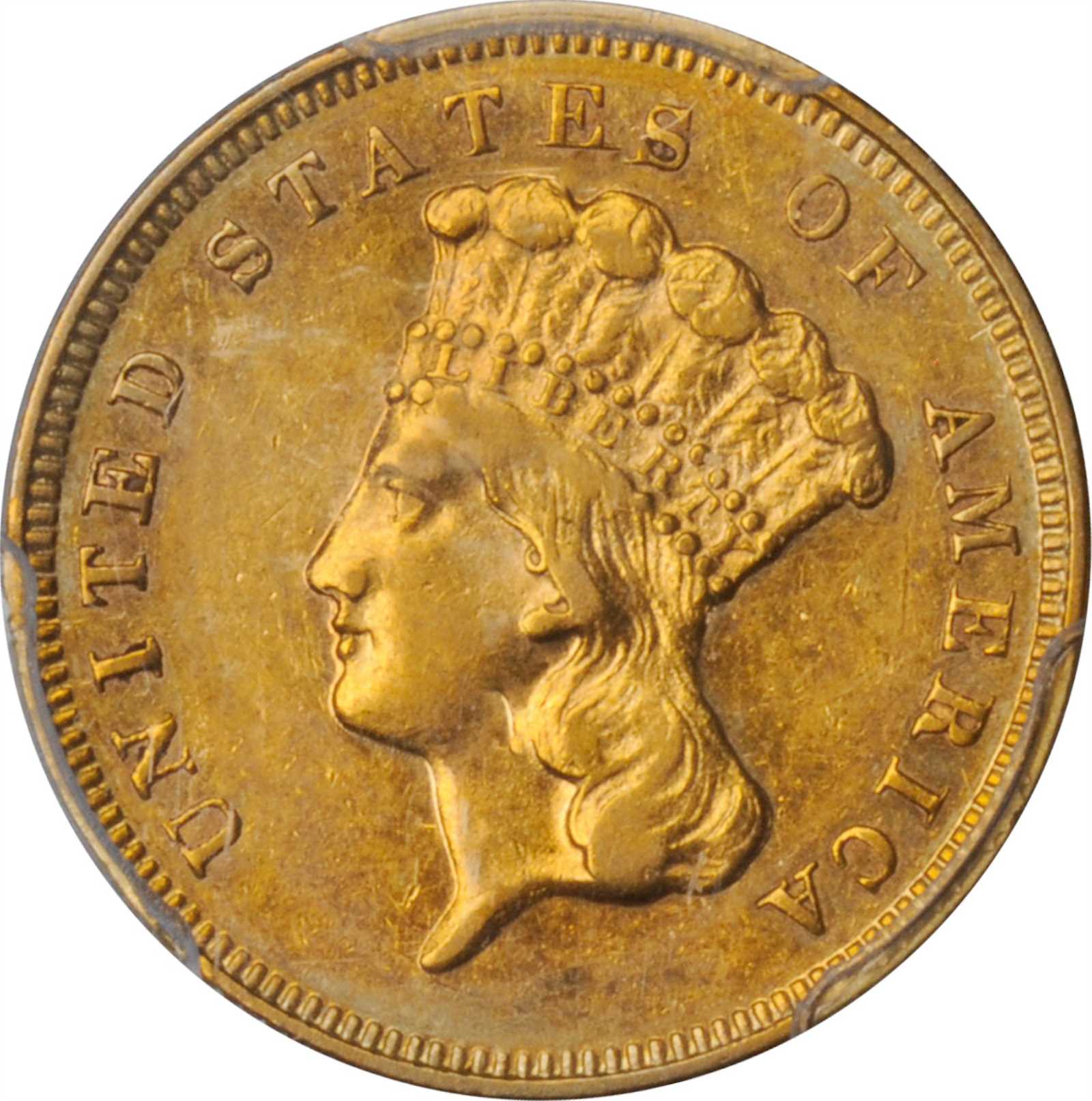 image for: 1881 Three-Dollar Gold Piece. AU-55 (PCGS). CAC.