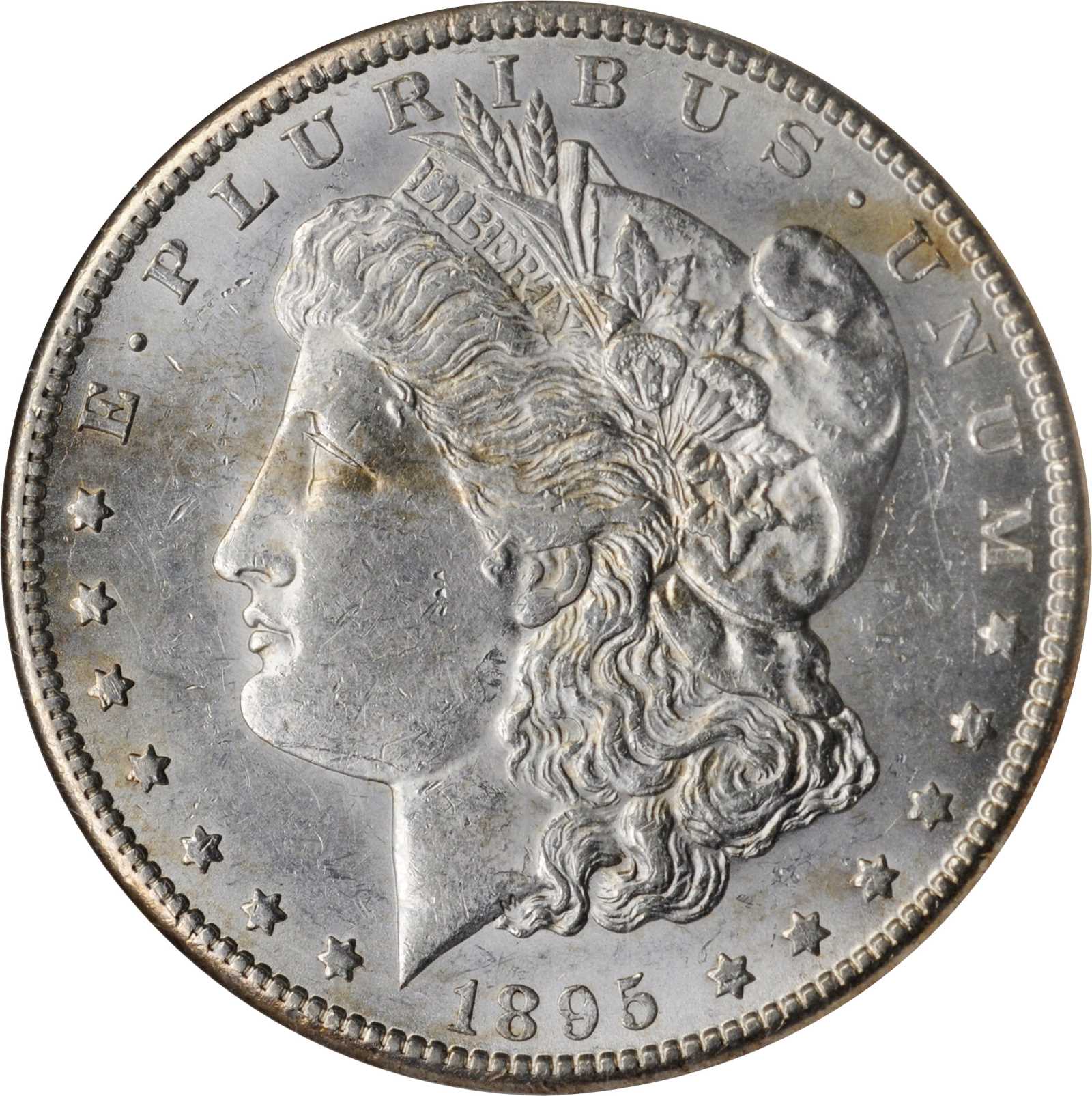 image for: 1895-S/S Morgan Silver Dollar. VAM-3. Hot 50 Variety. Repunched Mintmark. AU-58 (NGC).