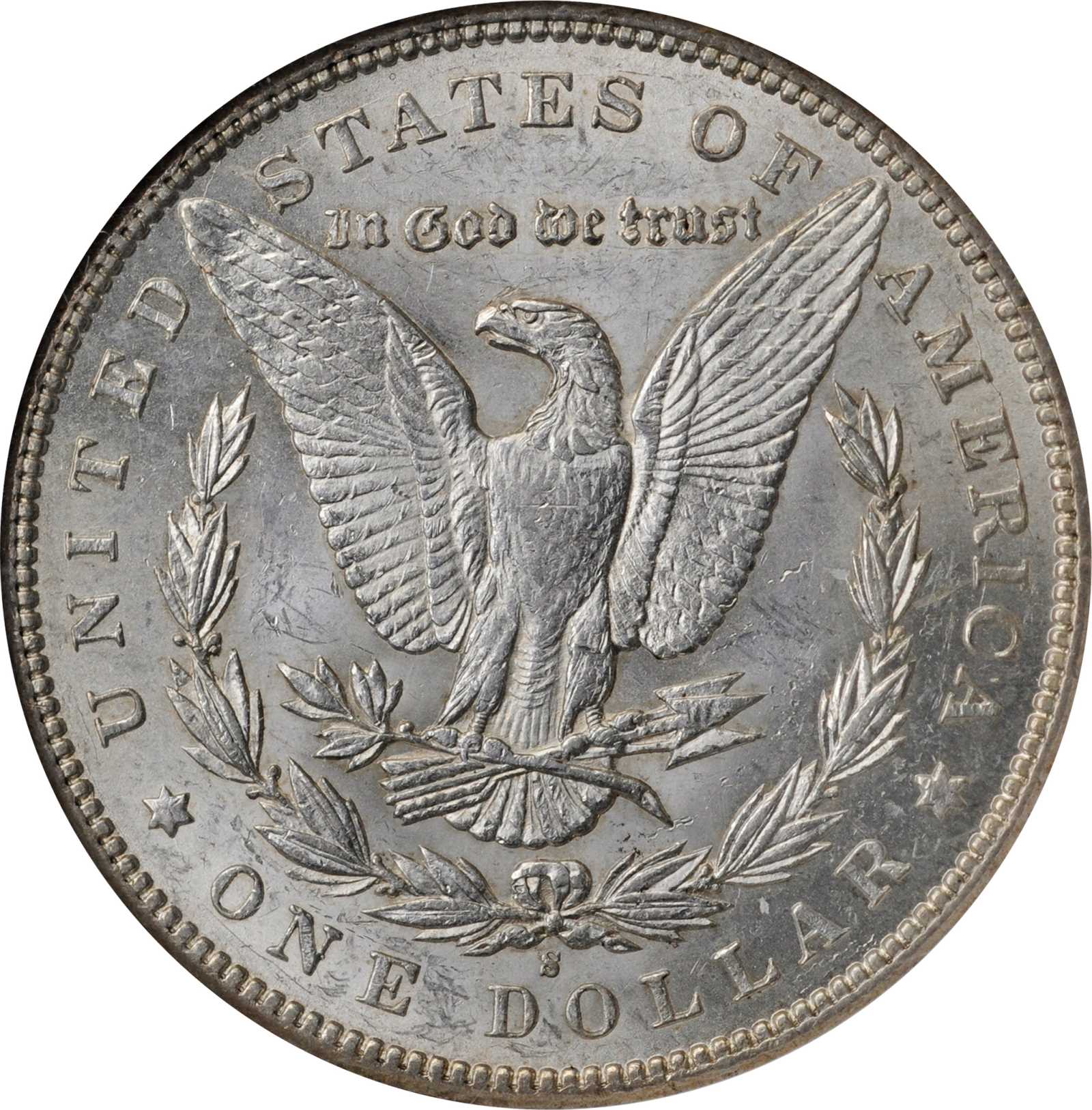 image for: 1895-S/S Morgan Silver Dollar. VAM-3. Hot 50 Variety. Repunched Mintmark. AU-58 (NGC).