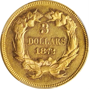 image for: 1872 Three-Dollar Gold Piece. AU-58 (PCGS).