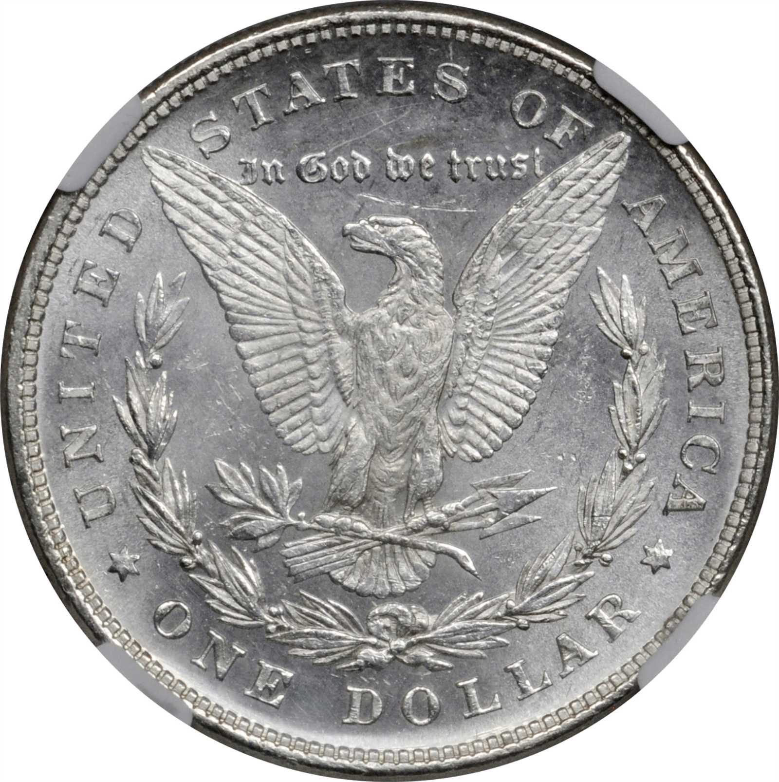 image for: 1878 Morgan Silver Dollar. 8 Tailfeathers. VAM-14.4. Hot 50 Variety. Concave Reverse. MS-62 (NGC).