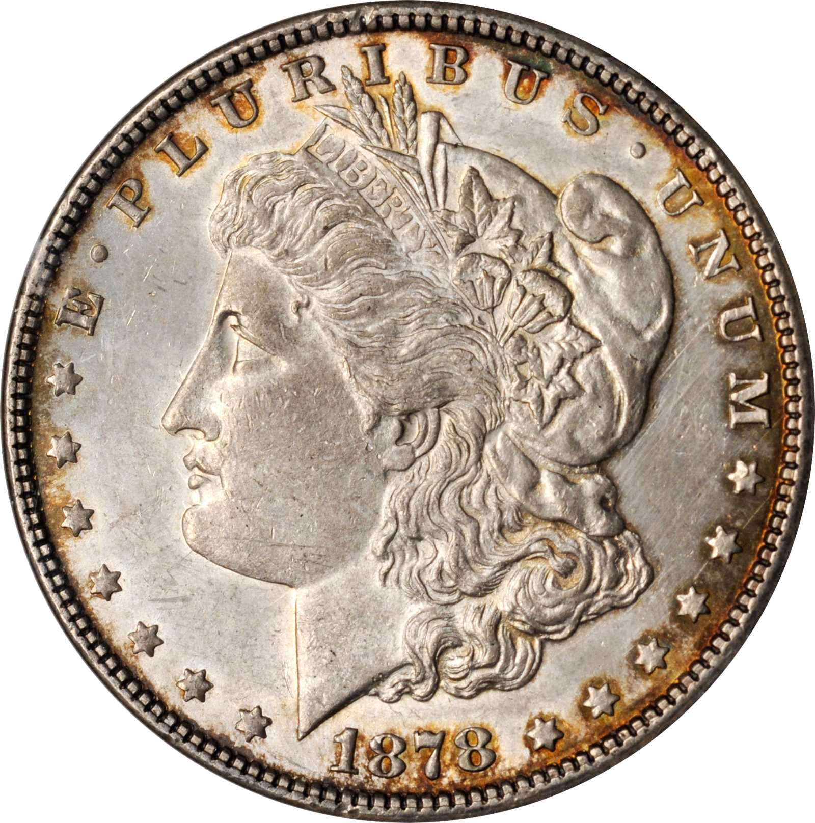 1878 Morgan Silver Dollar. 7/8 Tailfeathers. VAM-33. Weak. Doubled Legs. Net AU-50 (ANACS). Unc Details--Cleaned. OH.