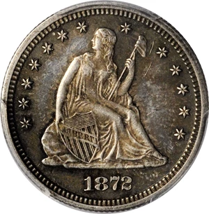 image for: 1872 Liberty Seated Quarter. Proof-55 (PCGS).