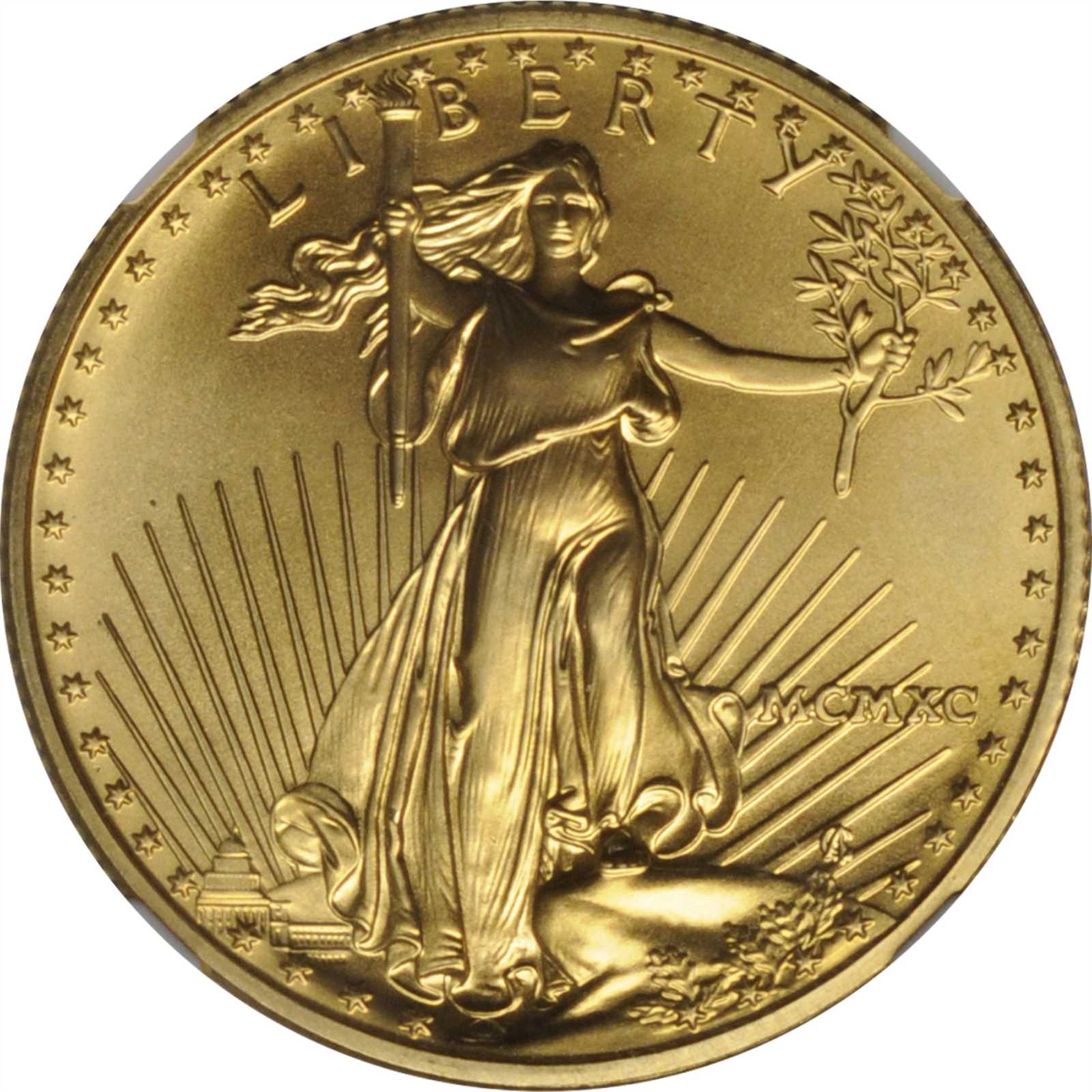 image for: 1990 Half-Ounce Gold Eagle. MS-69 (NGC).