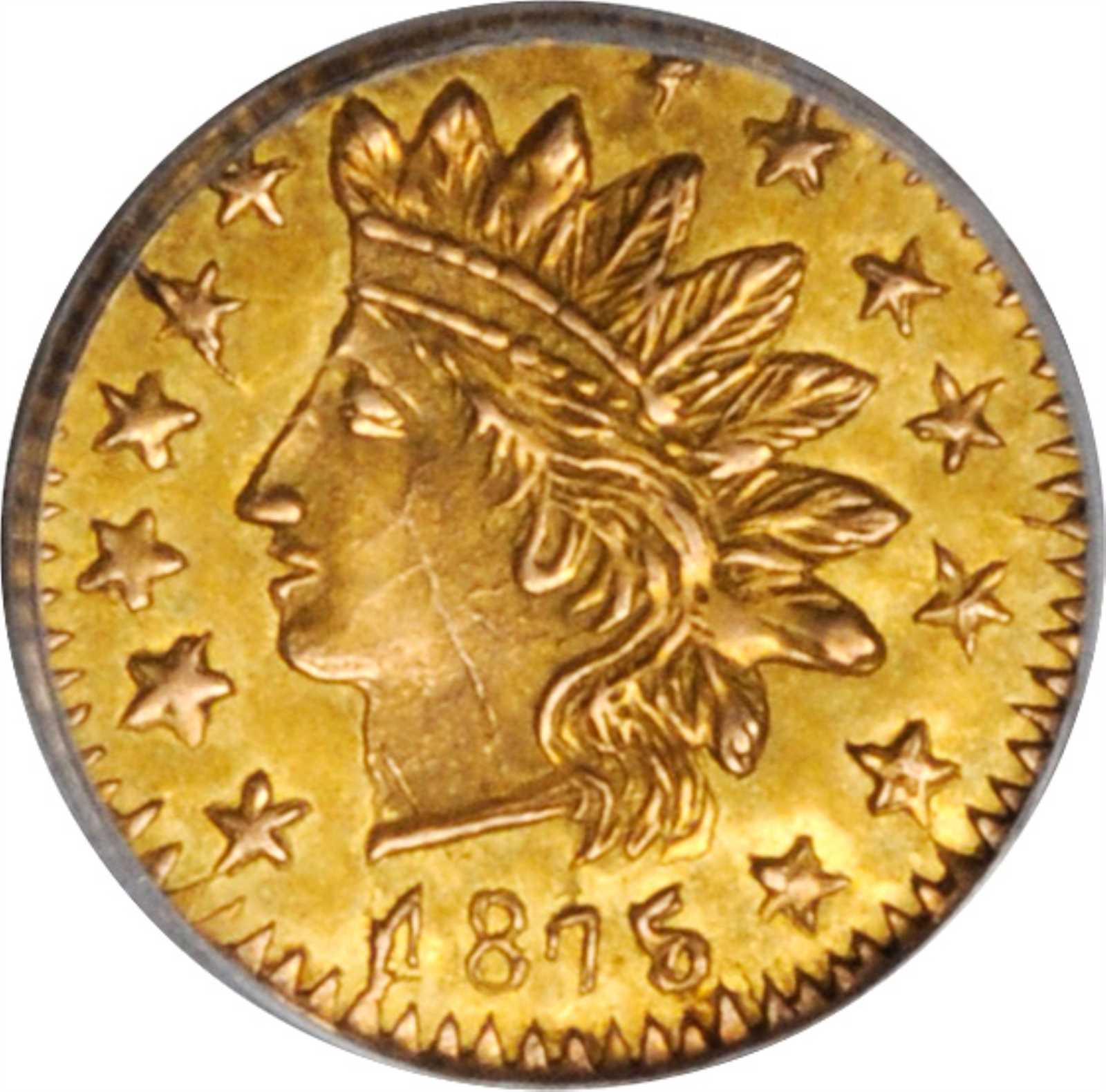 image for: 1875 Round 25 Cents. BG-878. Rarity-3. Indian Head. MS-62 (NGC).