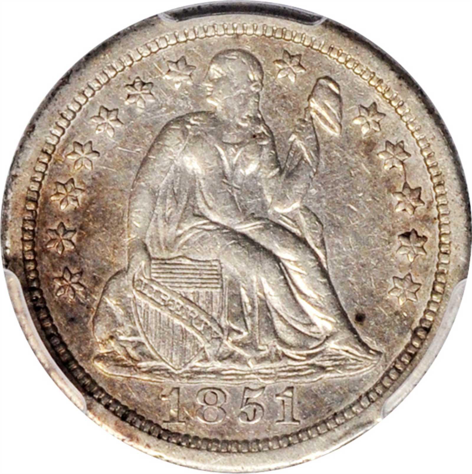 image for: 1851-O Liberty Seated Dime. Fortin-101. Rarity-3. EF-45 (PCGS).