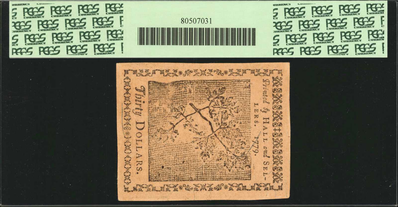 image for: CC-93. Continental Currency. January 14, 1779. $30. PCGS Currency Choice About New 58 PPQ.