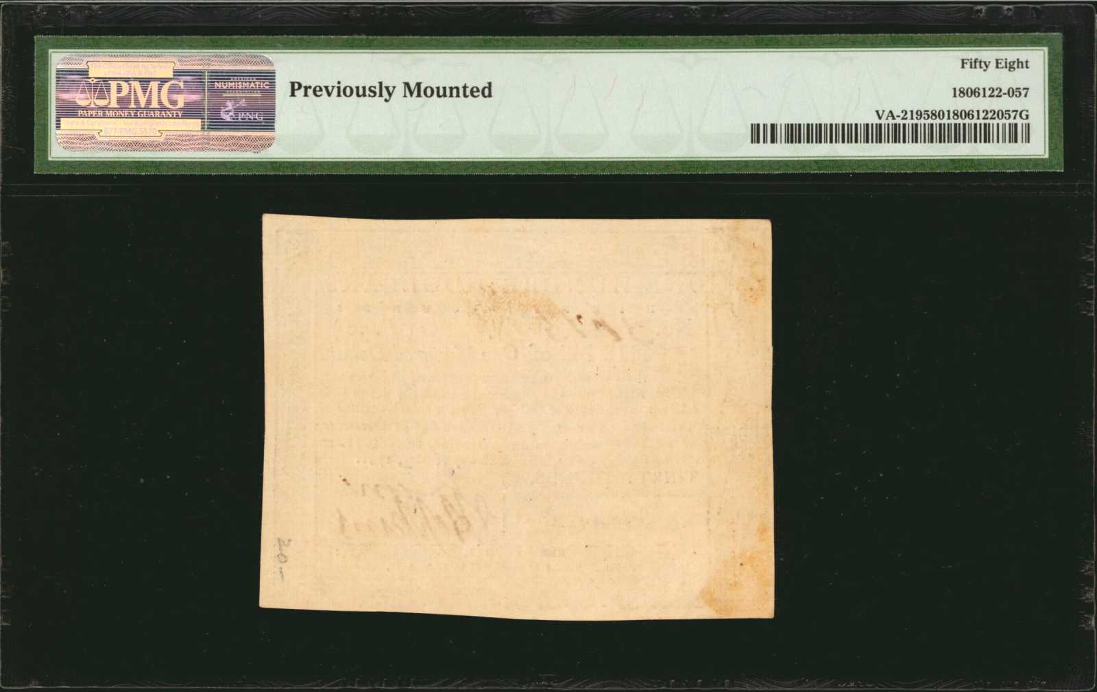 image for: VA-219. Virginia. May 7, 1781. $100. PMG Choice About Uncirculated 58.