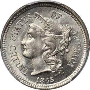 image for: 1865 Nickel Three-Cent Piece. MS-67 (PCGS).