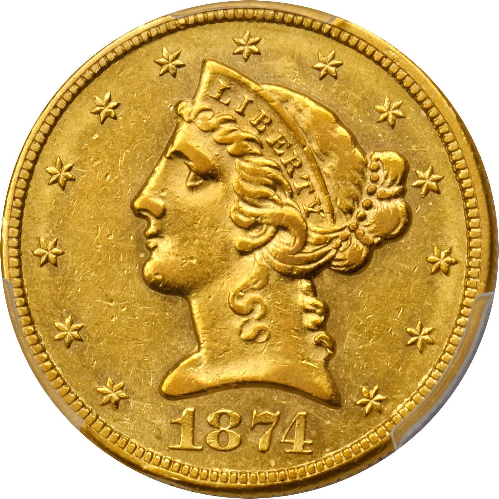 image for: 1874-CC Liberty Head Half Eagle. AU-55+ (PCGS). CAC.