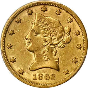 image for: 1863-S Liberty Head Eagle. AU-50 (PCGS).