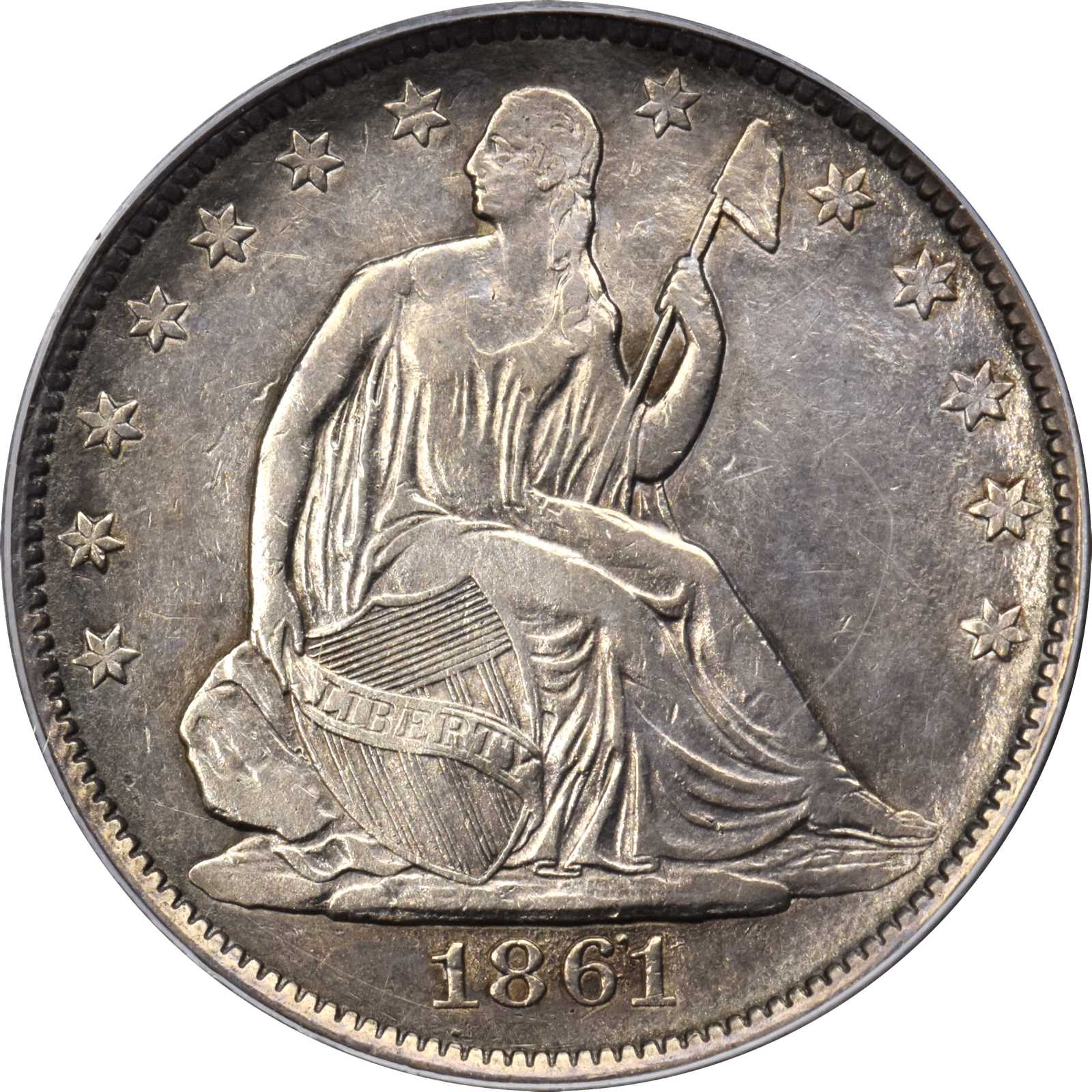 image for: "1861" (1879) Confederate Half Dollar. Scott Restrike. Breen-8002. AU-58 (PCGS).