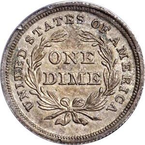 image for: 1837 Liberty Seated Dime. No Stars. Fortin-101. Rarity-7. Large Date. Repunched Date. Proof-63 (PCGS). CAC. OGH--First Generation.