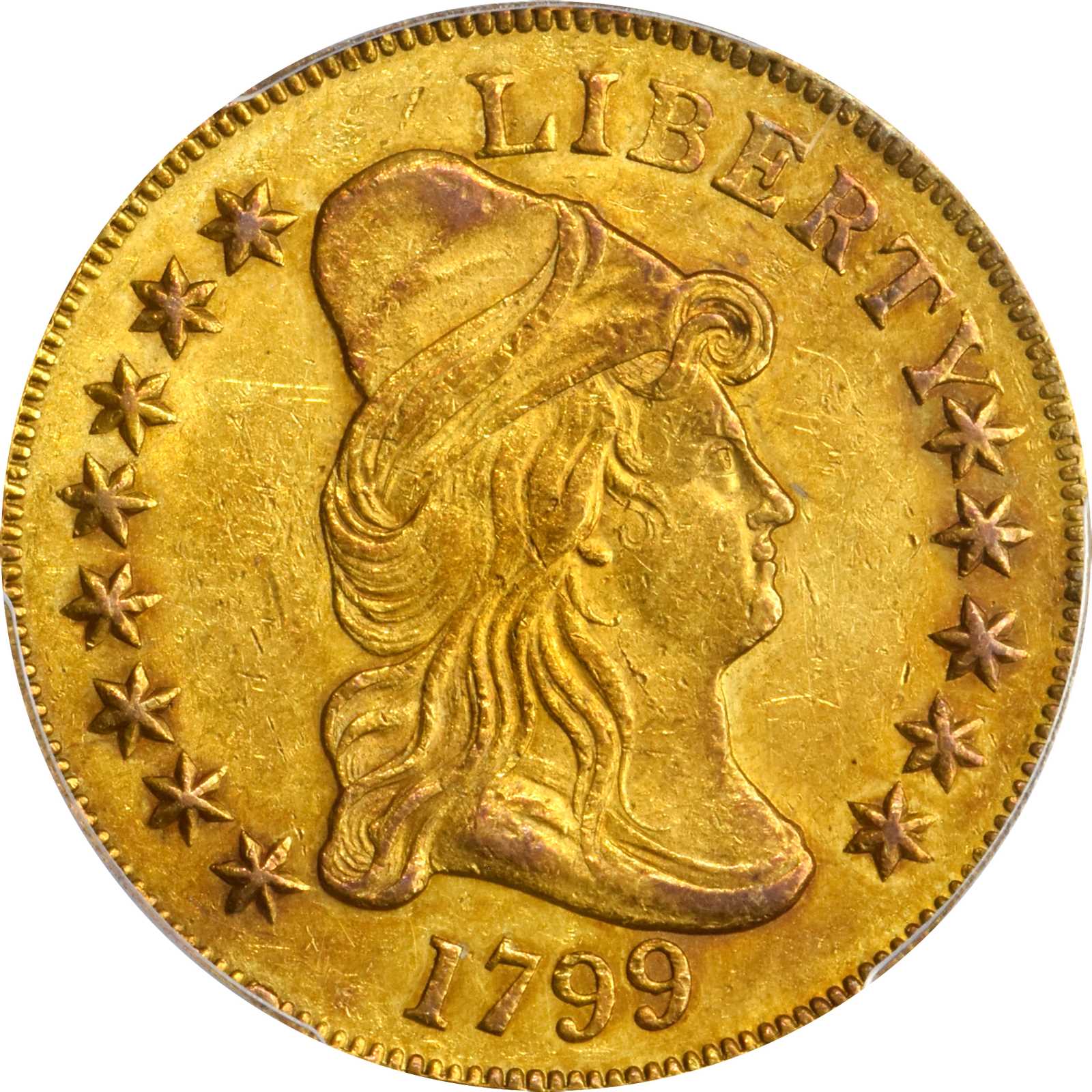 image for: 1799 Capped Bust Right Eagle. BD-7, Taraszka-19. Rarity-3. Small Obverse Stars. AU-53 (PCGS).