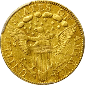 image for: 1798 Capped Bust Right Half Eagle. Heraldic Eagle. BD-3. Rarity-5. Large 8, 14-Star Reverse, Wide Date. EF-40 (PCGS).