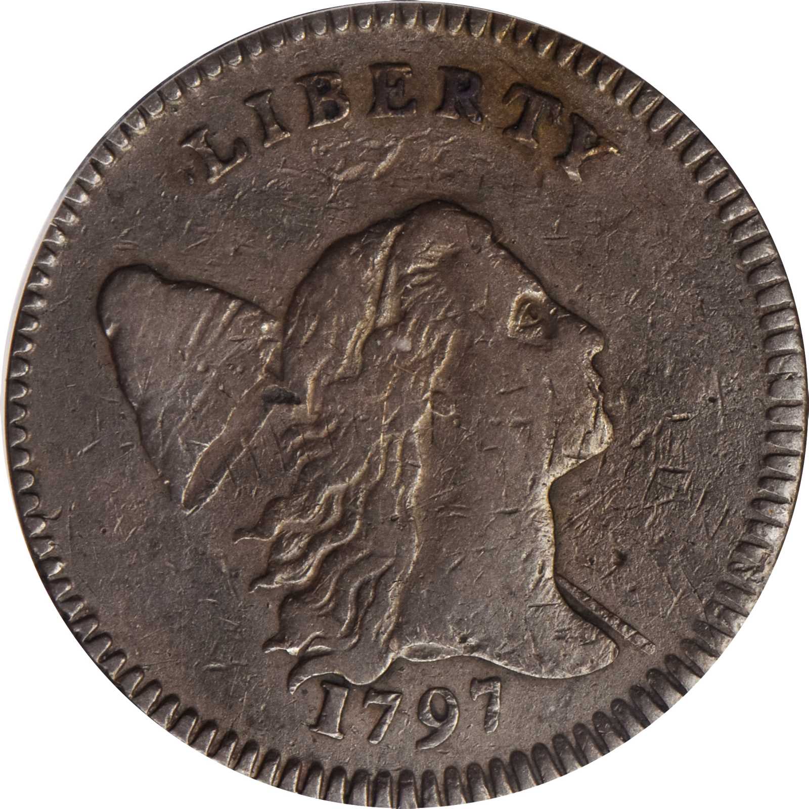 image for: 1797 Liberty Cap Half Cent. C-3b. Rarity-4. Low Head, Lettered Edge. VF-20 (PCGS).