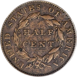 image for: 1831 Classic Head Half Cent. C-1, the only known dies. Rarity-6-. EF-45 (PCGS).