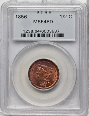 image for: 1856 Braided Hair Half Cent. C-1. Rarity-1. MS-64 RD (PCGS). OGH.