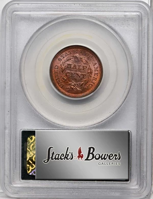 image for: 1856 Braided Hair Half Cent. C-1. Rarity-1. MS-64 RD (PCGS). OGH.