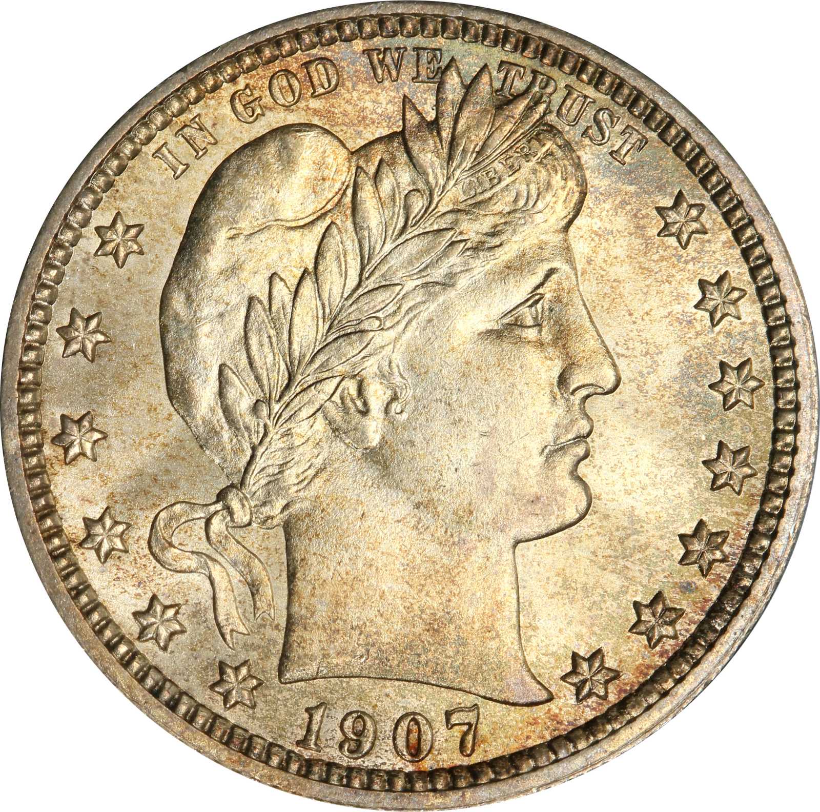 1907 Barber Quarter. MS-67 (PCGS).
